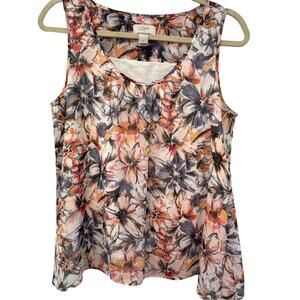 LOFT Floral Pastel Sleeveless Blouse Size Small